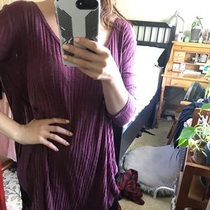 Flowy purple top with slits on the side, open back